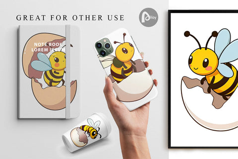 Digital Paper Hatching Baby Bee Digital Pattern artnoy 