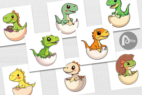 Digital Paper Hatching Baby Dinosaur Digital Pattern artnoy 