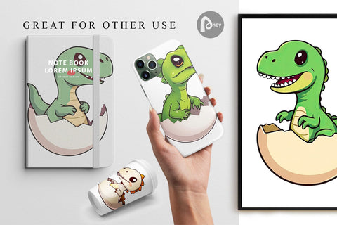 Digital Paper Hatching Baby Dinosaur Digital Pattern artnoy 