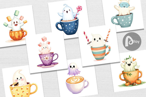 Digital Paper Haunted Coffee Spirits Digital Pattern artnoy 