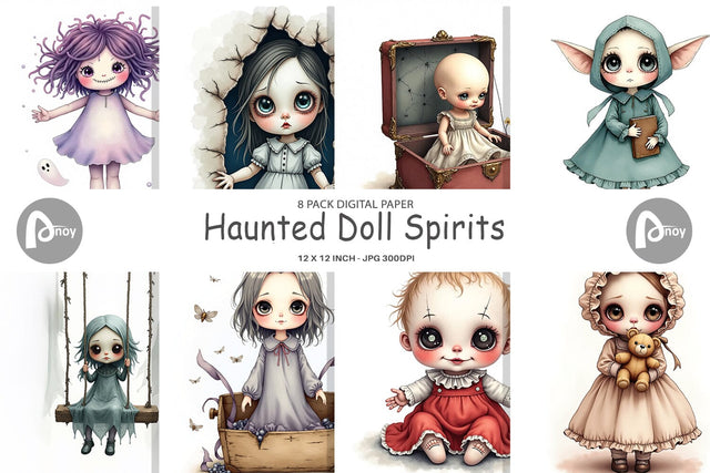 Digital Paper Haunted Doll Spirits Digital Pattern artnoy 