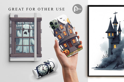 Digital Paper Haunted Elements Digital Pattern artnoy 