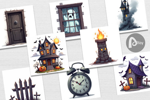 Digital Paper Haunted Elements Digital Pattern artnoy 