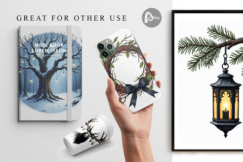 Digital Paper Haunted Forest Gothic Christmas Digital Pattern artnoy 