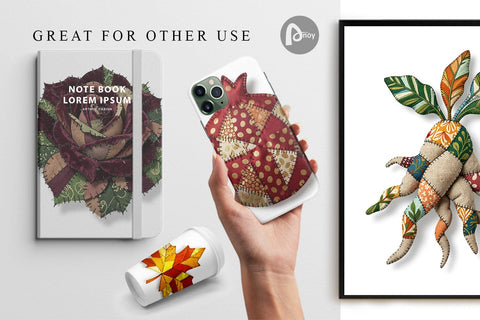 Digital Paper Haunted Harvest Botanical Patchwork Digital Pattern artnoy 