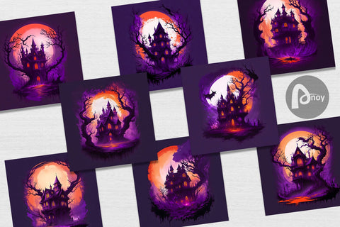 Digital Paper Haunted House Dark Forest Digital Pattern artnoy 