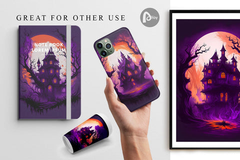 Digital Paper Haunted House Dark Forest Digital Pattern artnoy 