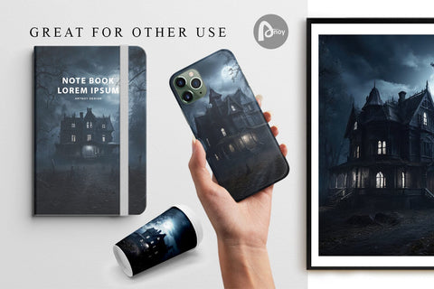 Digital Paper Haunted House Digital Pattern artnoy 