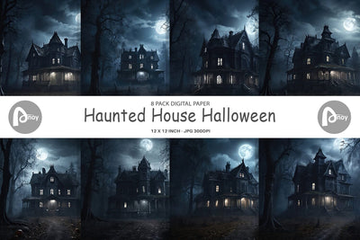 Digital Paper Haunted House Digital Pattern artnoy 