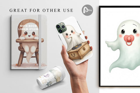 Digital Paper Haunted Nursery Ghosts Digital Pattern artnoy 