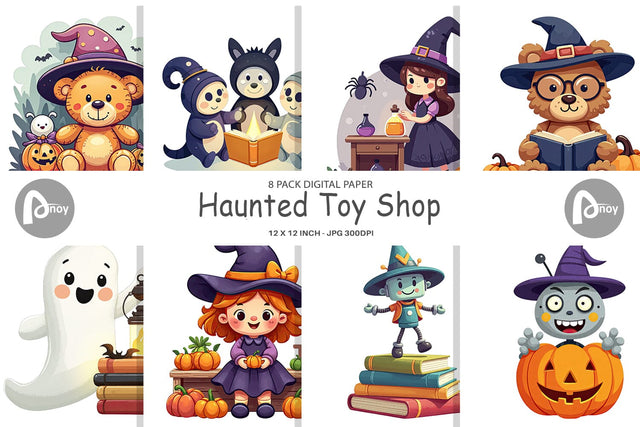 Digital Paper Haunted Toy Shop Digital Pattern artnoy 