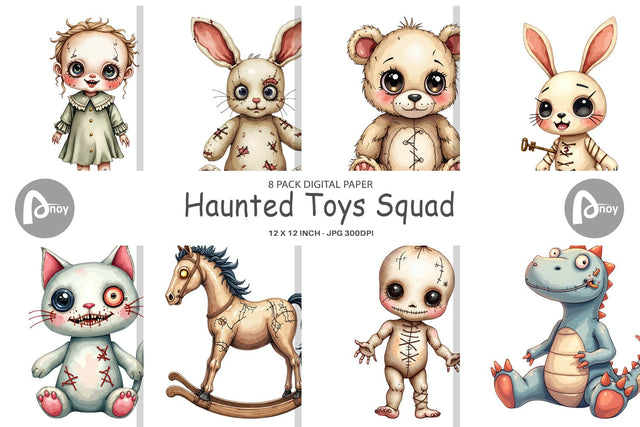 Digital Paper Haunted Toy Squad Digital Pattern artnoy 