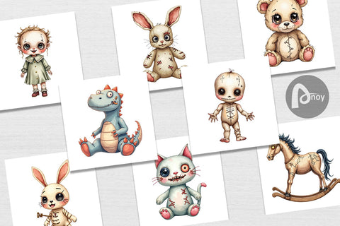 Digital Paper Haunted Toy Squad Digital Pattern artnoy 