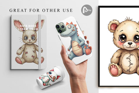 Digital Paper Haunted Toy Squad Digital Pattern artnoy 