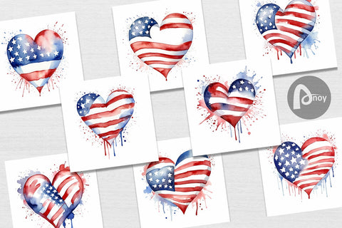 Digital Paper Heart 4th of July Sublimation artnoy 