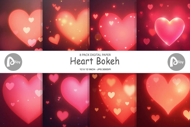 Digital Paper Heart Bokeh Digital Pattern artnoy 