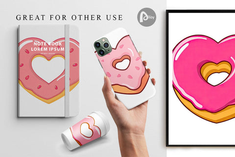 Digital Paper Heart Donut Digital Pattern artnoy 