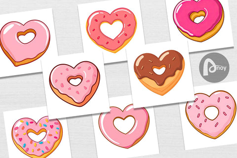 Digital Paper Heart Donut Digital Pattern artnoy 