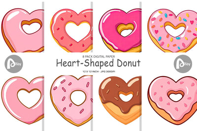 Digital Paper Heart Donut Digital Pattern artnoy 