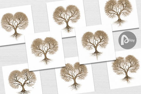 Digital Paper Heart Shape Tree Digital Pattern artnoy 