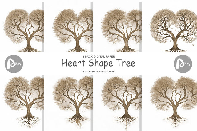 Digital Paper Heart Shape Tree Digital Pattern artnoy 