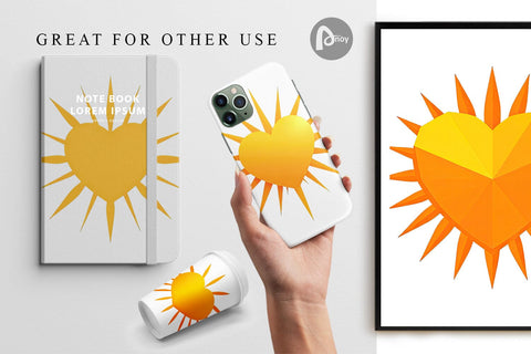 Digital Paper Heart Sun Digital Pattern artnoy 