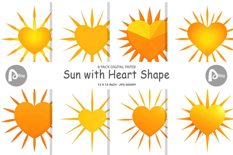 Digital Paper Heart Sun Digital Pattern artnoy 