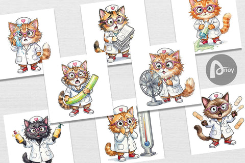 Digital Paper Heatwave Feline Nurse Chaos Sublimation artnoy 