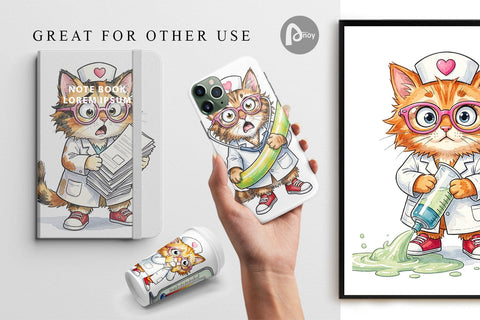 Digital Paper Heatwave Feline Nurse Chaos Sublimation artnoy 