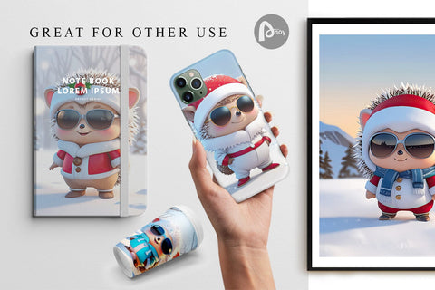 Digital Paper Hedgehog Christmas Digital Pattern artnoy 