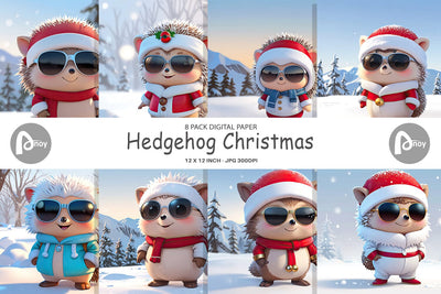 Digital Paper Hedgehog Christmas Digital Pattern artnoy 