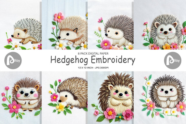 Digital Paper Hedgehog Embroidery Digital Pattern artnoy 