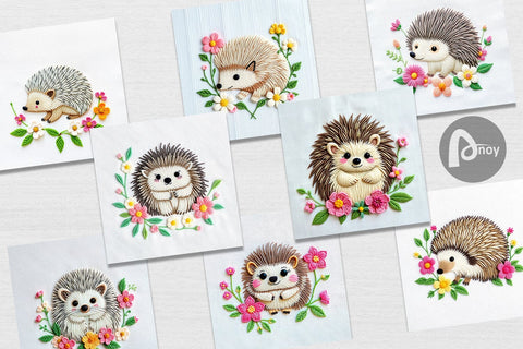 Digital Paper Hedgehog Embroidery Digital Pattern artnoy 