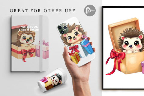 Digital Paper Hedgehog Gift Digital Pattern artnoy 