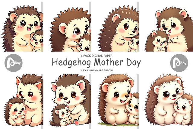Digital Paper Hedgehog Mother's Day Digital Pattern artnoy 