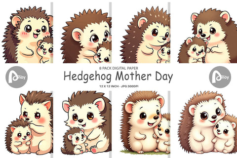 Digital Paper Hedgehog Mother's Day Digital Pattern artnoy 