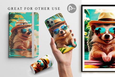 Digital Paper Hedgehogs in Summer Sublimation artnoy 