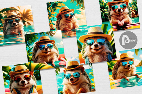 Digital Paper Hedgehogs in Summer Sublimation artnoy 