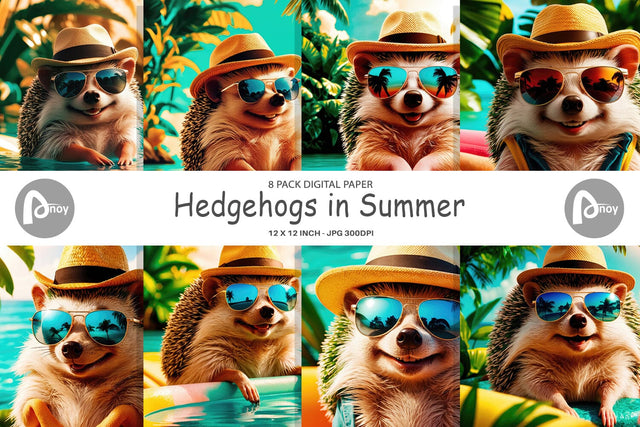 Digital Paper Hedgehogs in Summer Sublimation artnoy 