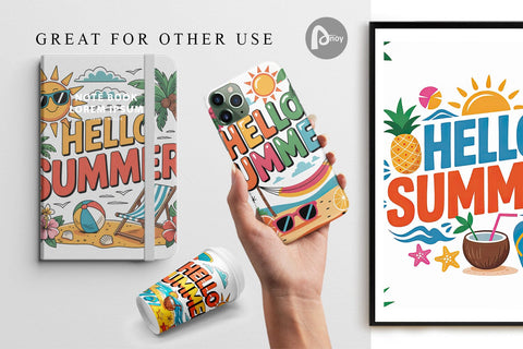 Digital Paper Hello Summer Bundle Sublimation Digital Pattern artnoy 