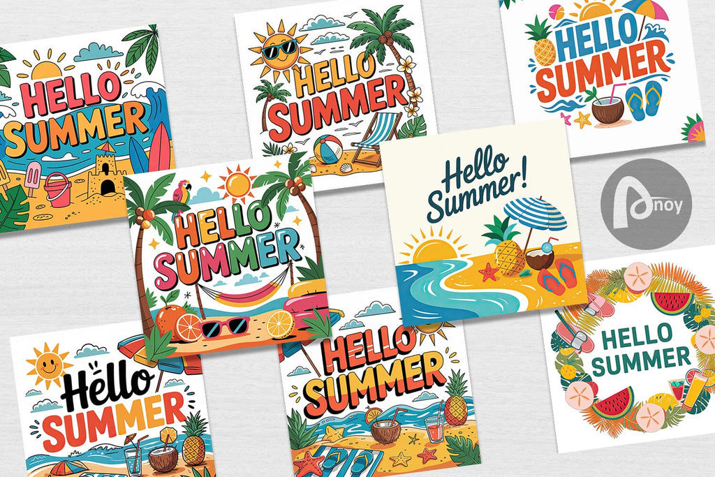 Digital Paper Hello Summer Bundle Sublimation - So Fontsy