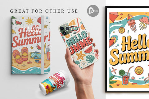 Digital Paper Hello Summer Bundle Sublimation Digital Pattern artnoy 