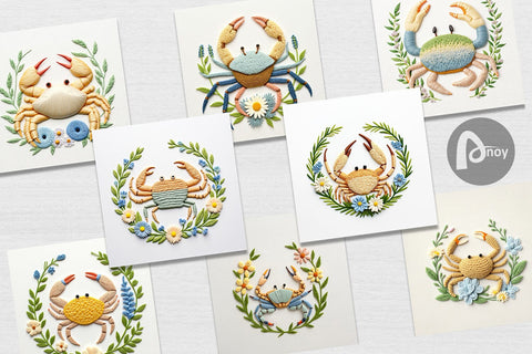 Digital Paper Hermit Crab Embroidery Digital Pattern artnoy 