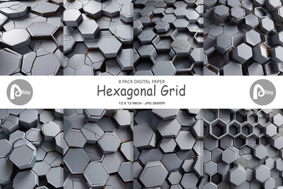 Digital Paper Hexagonal Grid Digital Pattern artnoy 
