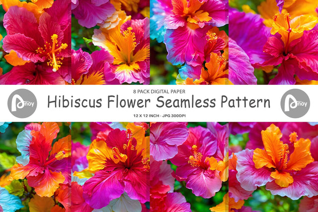 Digital Paper Hibiscus Flower Pattern Digital Pattern artnoy 