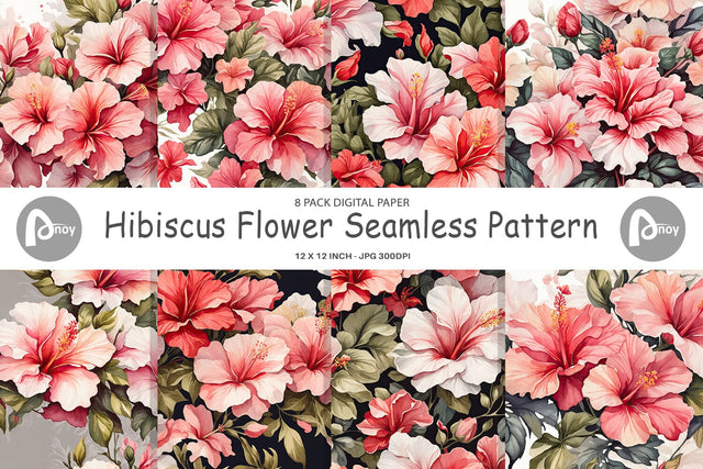 Digital Paper Hibiscus Pattern Digital Pattern artnoy 