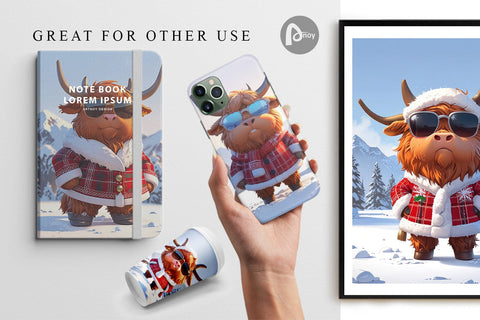 Digital Paper Highland Cow Christmas Digital Pattern artnoy 