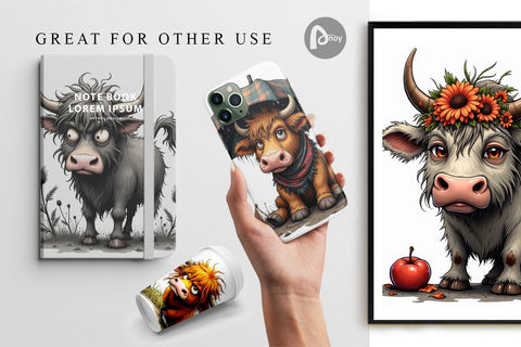 Digital Paper Highland Moo Digital Pattern artnoy 