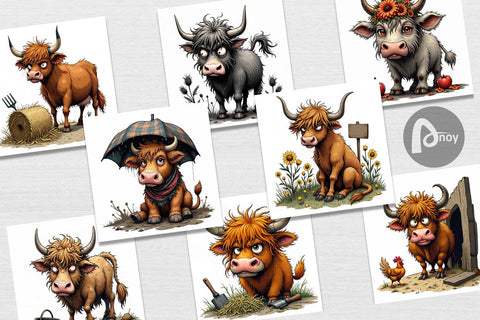 Digital Paper Highland Moo Digital Pattern artnoy 