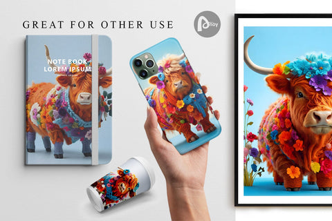 Digital Paper Higland Cow Easter Digital Pattern artnoy 